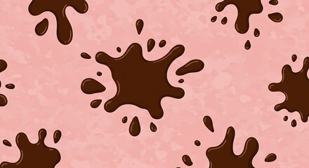 Brown Splashes Seamless Pattern on Pink Background