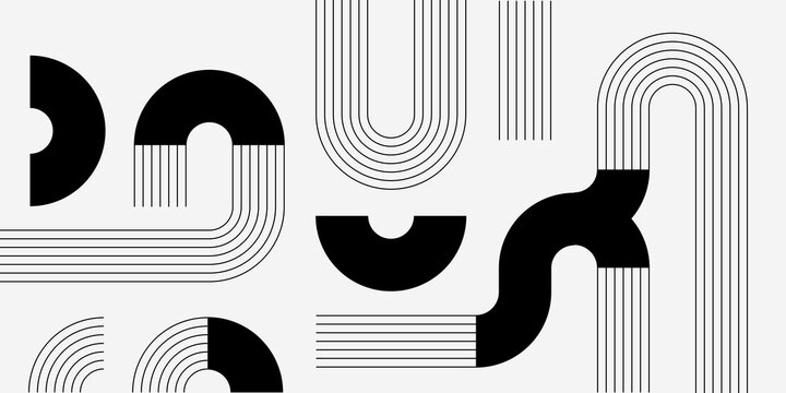 Monochrome, white, gray, black. Abstract linear pattern illustration with flowing parallel stripes. Clean modern art composition, ideal for branding, packaging, editorial layouts, stylish backgrounds