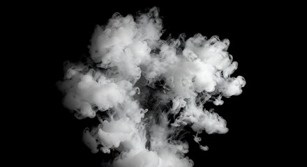 Abstract Monochrome Smoke Cloud, Isolated on Black Background