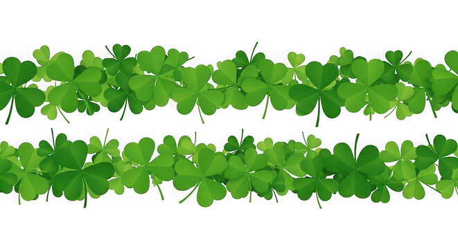 A vibrant green clover garland on a transparent background, perfect for St. Patrick's Day decorations