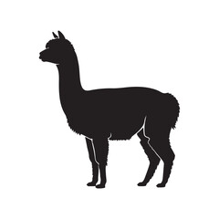 Obraz premium Alpaca silhouette vector flat design on white background. 