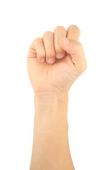 Human hand touch gesture on a white background showing a woman and a man palm and fingers reaching, holding, and clicking, gesture hand isolated