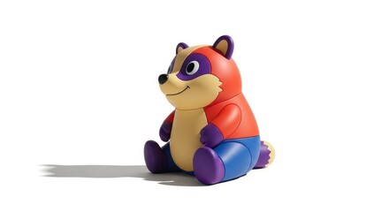 Fototapeta premium Colorful plastic animal figurine sits isolated against a bright white background