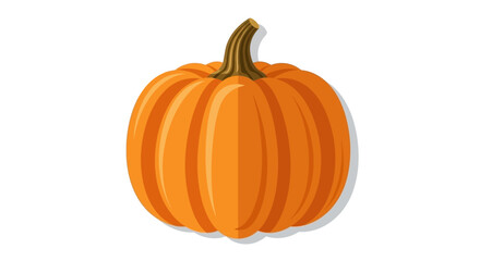 Obraz premium A vibrant orange pumpkin with a brown stem, depicted in a simple, flat vector illustration style with a subtle shadow.