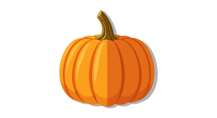 A vibrant orange pumpkin with a textured stem stands against a clean white background. © Alule