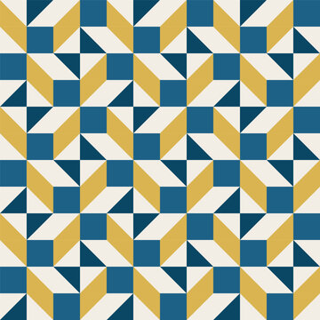 Geometric precision aesthetic, color block tessellation modern seamless vector patterns. Neutral retro colors. Repeatable design for fabric collection, wallpapers,