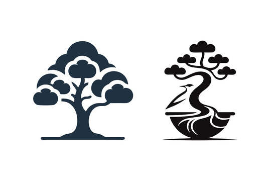 The bonsai plant mascot logo with cloud leaves is suitable for use in designing logos for plant companies, t-shirts, printing, communities, plant lovers, posters, banners, flyers, bonsai, buying and s