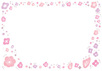 水彩の花のピンクのフレーム