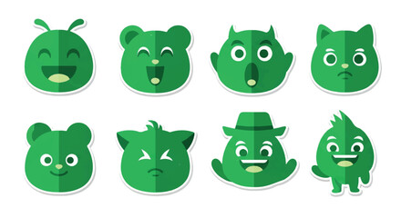 Obraz premium Green animal faces with transparent background