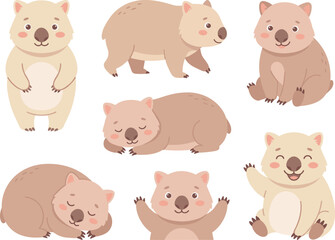 Fototapeta premium Collection of cute cartoon bears.