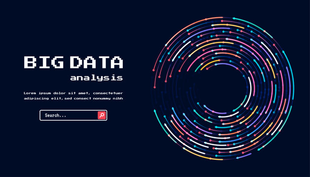 Technology background. Big data visualization concept. Abstract technology circuit board circle