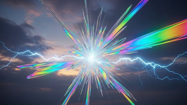 Vivid electrical storm with vibrant? effects and lightning streaks in turbulent sky