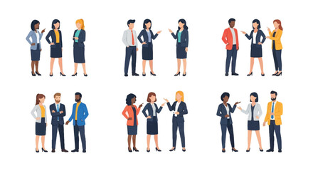 Business people discussing in suits with transparent background