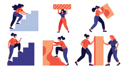 Women overcoming obstacles teamwork support strength