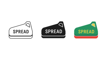 Three variations of a spread product icon in different colors Vector