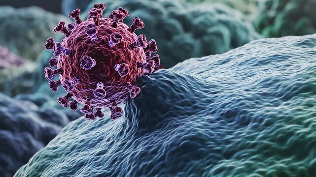 Virus Attaching to Host Cell