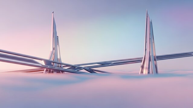 Futuristic bridge design featuring sleek pylon towers and expansive cables amid a serene skyscape