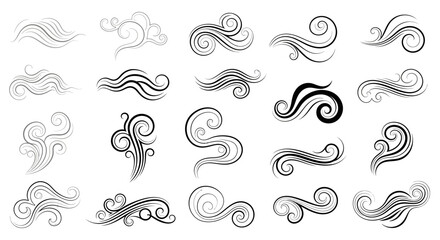 Collection of Elegant Swirls, Waves, and Smoke Elements for Design