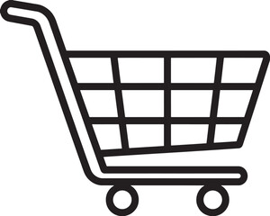Shopping cart icon with wheels on transparent background