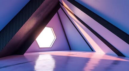 Geometric light projection in a modern minimalist tunnel space