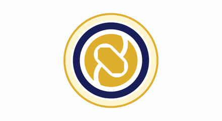 Obraz premium A stylized circular logo featuring a yellow and blue abstract design with a white outline centered on a transparent background viewed from directly above perfectly symmetrical