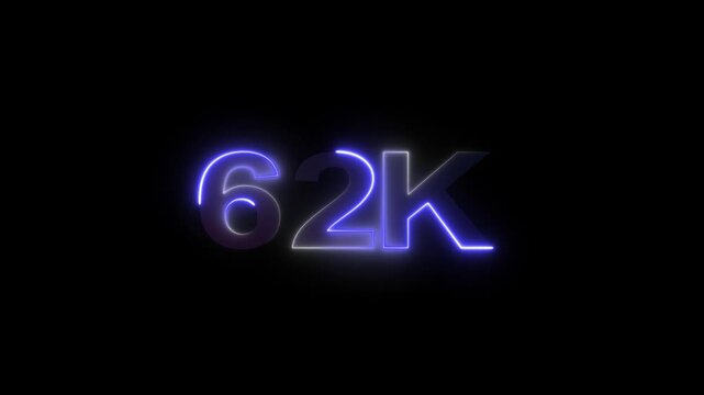 Neon number 50k text outline animation on black background.