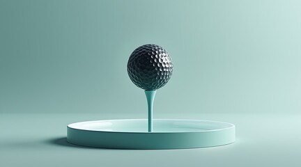 A golf ball balanced perfectly on a teeing stand
