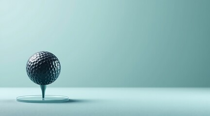 A single golf ball balanced on a tee against a plain background