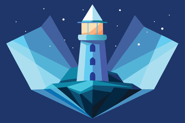 Fototapeta premium Crystal Lighthouse Casting Radiant Light