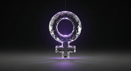 Futuristic geometric design of the female gender symbol with a glowing effect