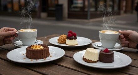 Romantic Couple Sharing Dessert at Street Caf&eacute;