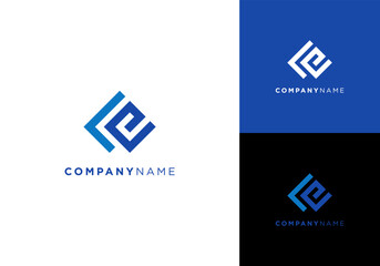 Initial Letter LE Monogram Geometric Line Shape Minimalist Concept Vector Logo Design Illustration