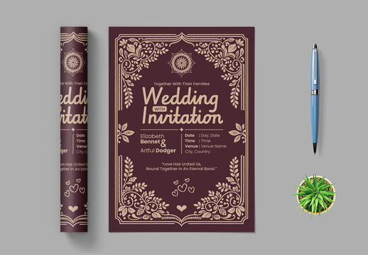 Wedding Invitation Card Design Template