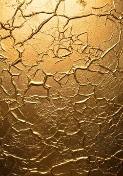Golden Cracked Metallic Texture, Abstract Luxury Background with Distressed Foil Pattern, Decorative Surface for Elegant Interior Design Projects and High-End Branding Materials