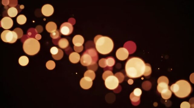 Seamless loop of abstract warm-toned festive bokeh lights smoothly shifting and growing against a dark background, suitable for a holiday backdrop digital, conceptual, blurry circles