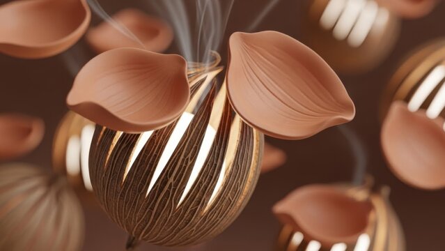 Elegant ceramic aromatic diffuser with warm glow and scented steam functional home decor piece
