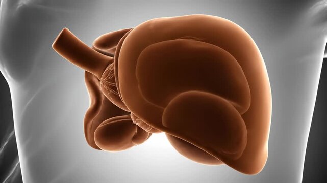 Realistic 3D Human Liver Rotation: Anatomical Model with Warm Tones