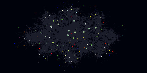 Abstract explosion of colorful particles against a dark background