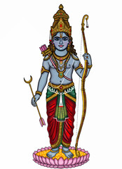 Fototapeta premium hand drawn digital art of lord rama