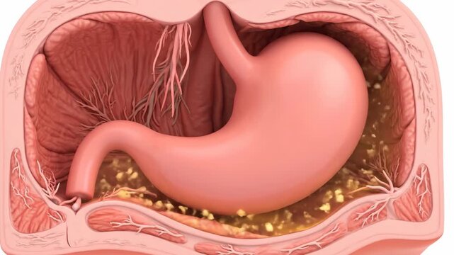 3D Animation of Human Stomach Digestion Process with Food Breakdown