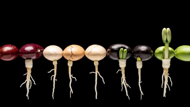 Vibrant eggs in various stages of hatching on a sleek black background