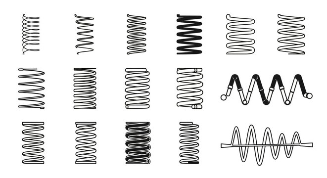 A comprehensive collection of various metal springs, showcasing different designs and sizes for mechanical applications.