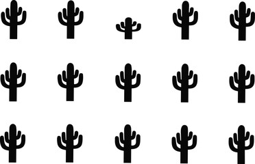 Cactus silhouette seamless pattern in minimal black flat style for desert background and modern textile design