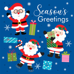 season's greetings with cute santa design