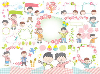 子供と新生活応援のイラストセット　文字なし