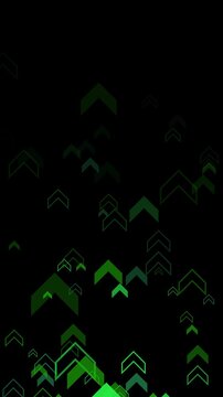 green arrows business financial growth up icons alpha channel animation, stock market and economy isolated overlay vertical social media motion design element