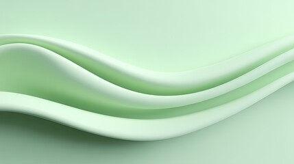 Obraz premium Smooth and Soft Flowing Lines in Light Green Tones Creating a Serene and Calming Abstract Background for Design Projects and Creative Work