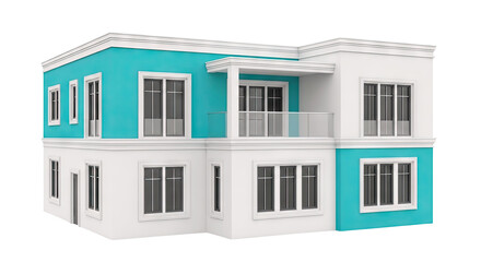 Obraz premium Modern Two-Story House with Teal and White Exterior