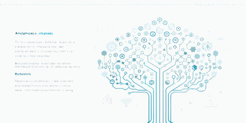 Digital tree illustration representing interconnectedness and technology growth