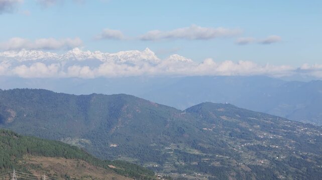 Aerial view from Kalinchowk in Dolakha reveals Himalayan peaks including Annapurna Manaslu Langtang Ganesh Himal and Gauri Shanker in a stunning natural panorama